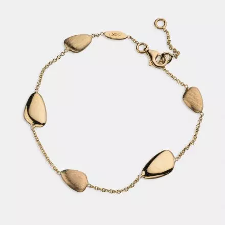 14k Gold Bracelet with Three-Dimensional, Frosted Gold Elements