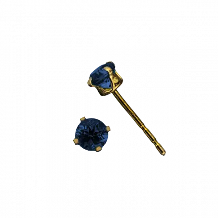 עגילי זהב 9 קראט צמודים בשיבוץ זירקון ספיר - אבן לידה ספטמבר