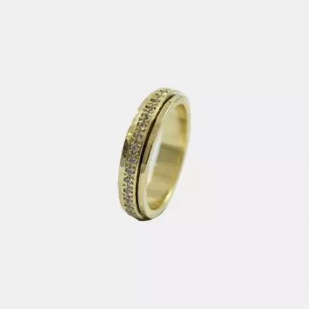 טבעת מסתובבת זהב 14 קראט בשיבוץ זרקונים