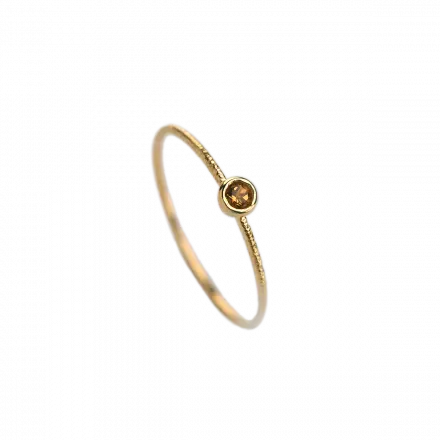 טבעת השראה זהב 14 קראט בשילוב סיטרין קטן שיבוץ חלק