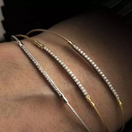 14K Gold Cable Bracelet Diamonds ″Arc″ 0.21ct