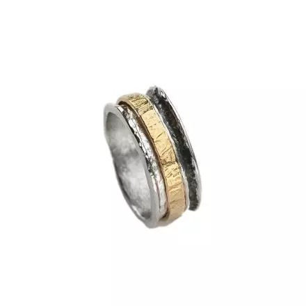טבעת כסף 925 חישוק מסתובב ציפוי זהב