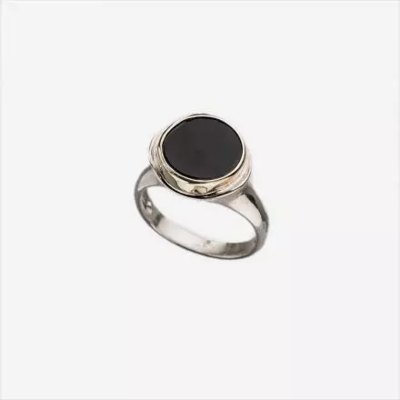 Silver and Gold ring with Onyx 