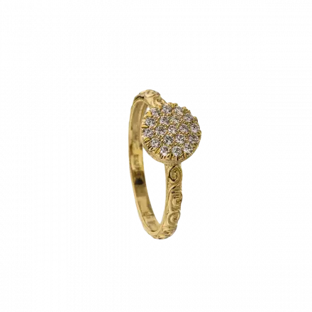 טבעת זהב 14 קראט "ספירה" בשיבוץ יהלומים 19 נקודות