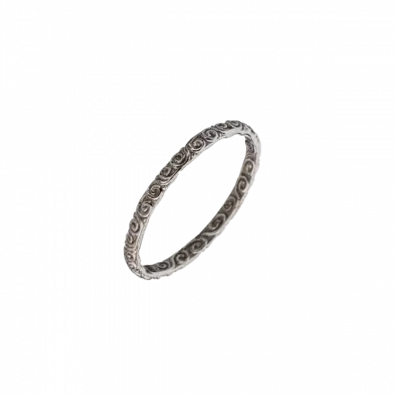 טבעת נישואין זהב לבן 14 קראט עיטורי ספירלות מעגלי חיים