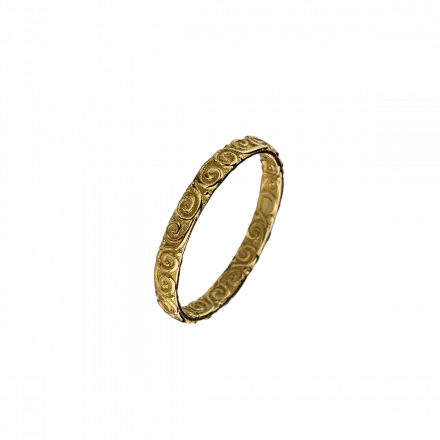 טבעת נישואין זהב 14 קראט עיטורי ספירלות