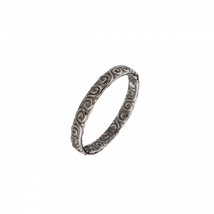 טבעת נישואין זהב לבן 14 קראט עיטורי ספירלות