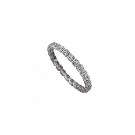 טבעת זהב לבן 14 קראט חישוק יהלומים 0.105ct