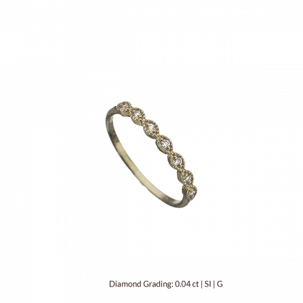 טבעת זהב צהוב 14 קראט, דגם מרקיזה, שיבוץ יהלומים 4 נקודות