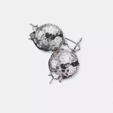 Hammered Silver Pomegranate Earrings