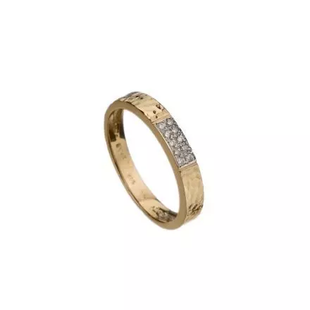 טבעת זהב 14 קראט רקועה בשיבוץ יהלומים 0.10ct