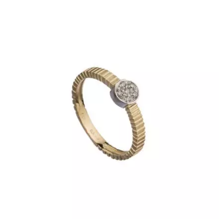 טבעת זהב 14 קראט בטקסטורת פסים ויהלומים 0.06ct