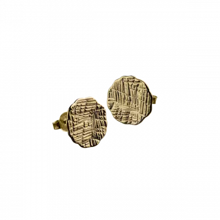 עגילי זהב צמודי אוזן 14 קראט עיגול טקסטורת פסים