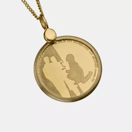 שרשרת זהב 14 קראט בשילוב מדליית כבד את אביך ואת אמך 13.92 מ"מ