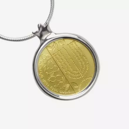 שרשרת כסף 925 בשיבוץ מדליית הקבלה זהב 24 קראט