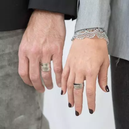 טבעת כסף דמוי קלף גליל רחב "ביקשתי את שאהבה נפשי"
