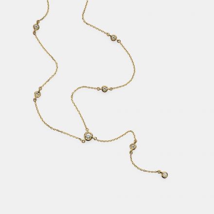 שרשרת זהב 14K עניבה יהלומים 0.28CT