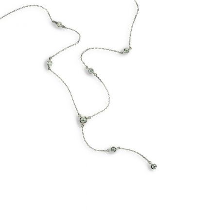 שרשרת זהב לבן 14K עניבה יהלומים 0.28CT