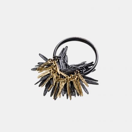 טבעת כסף 925 בגימור מוזהב ומושחר