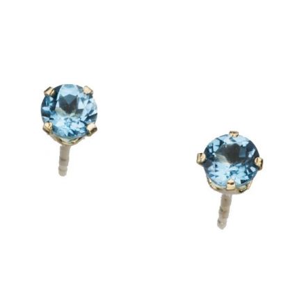 עגילי זהב 9 קראט משובצים אבני סקיי בלו טופז -אבן לידה מרץ