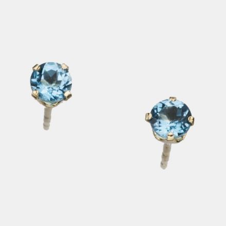 עגילי זהב 9 קראט משובצים אבני סקיי בלו טופז -אבן לידה מרץ