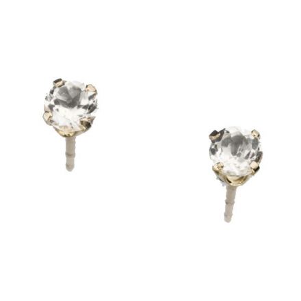 עגילי זהב 9 קראט משובצים אבני  טופז לבן -אבן לידה אפריל