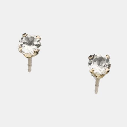 עגילי זהב 9 קראט משובצים אבני  טופז לבן -אבן לידה אפריל