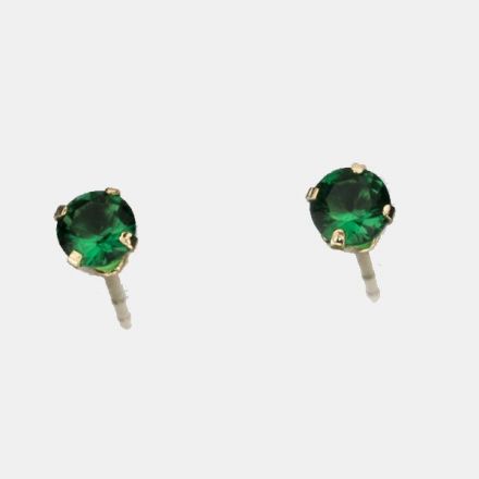 עגילי זהב 9 קראט משובצים אבני  זירקון אמרלד -אבן לידה מאי