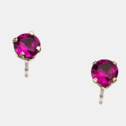 עגילי זהב 9 קראט משובצים אבני זירקון רובי -אבן לידה יולי