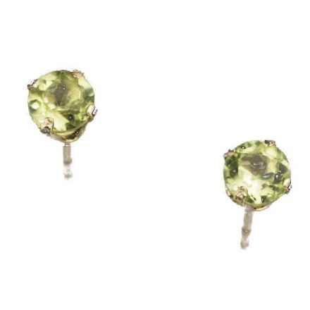 עגילי זהב 9 קראט משובצים אבני  פרידוט -אבן לידה אוגוסט