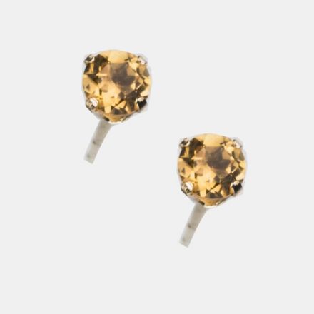 עגילי זהב 9 קראט משובצים אבני  סיטרין -אבן לידה נובמבר