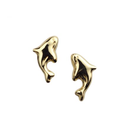 עגיל זהב 9 קראט דולפין צמוד