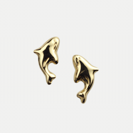 עגיל זהב 9 קראט דולפין צמוד