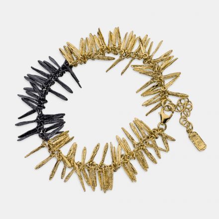 צמיד כסף 925 עלי רוזמרין בגימור מוזהב ומושחר