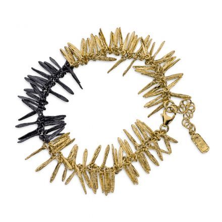 צמיד שזור עלעלי כסף רוזמרין בגימור מוזהב ומושחר