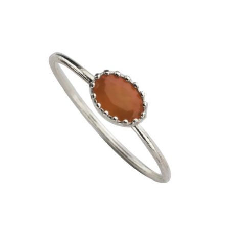 אבן לידה יולי - טבעת כסף שיבוץ כתר אבן קורניאול