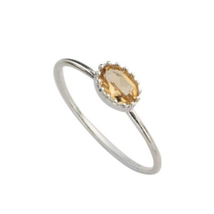 אבן לידה נובמבר - טבעת כסף שיבוץ כתר אבן סיטרין