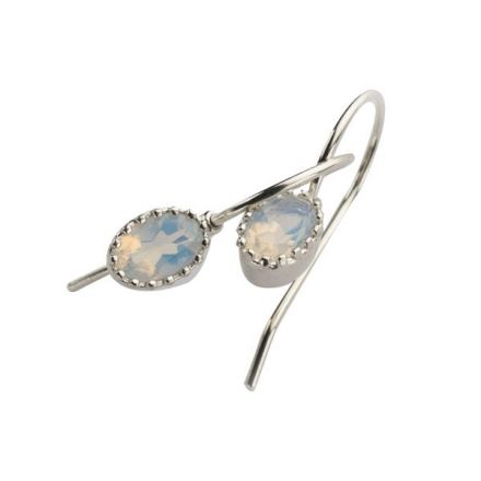 עגילי כסף שיבוץ "כתר" אבן אופל -אבן לידה אוקטובר