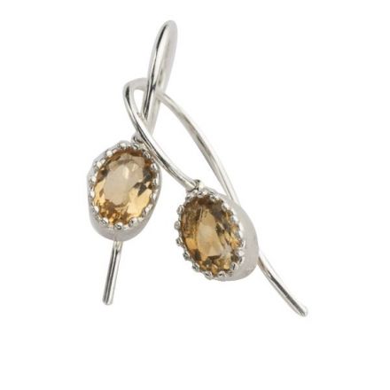 עגילי כסף שיבוץ "כתר" אבן סיטרין -אבן לידה נובמבר