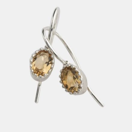 עגילי כסף שיבוץ "כתר" אבן סיטרין -אבן לידה נובמבר