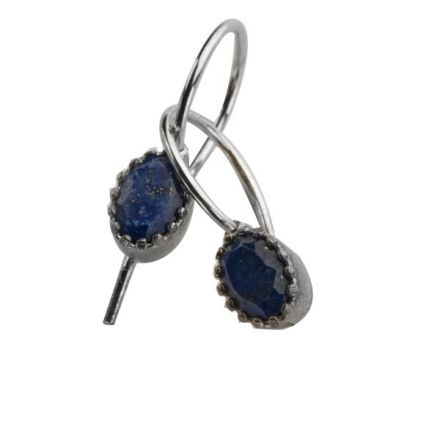 עגילי כסף שיבוץ "כתר" אבן  לאפיס -אבן לידה דצמבר