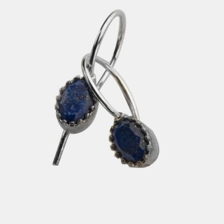 עגילי כסף שיבוץ "כתר" אבן  לאפיס -אבן לידה דצמבר