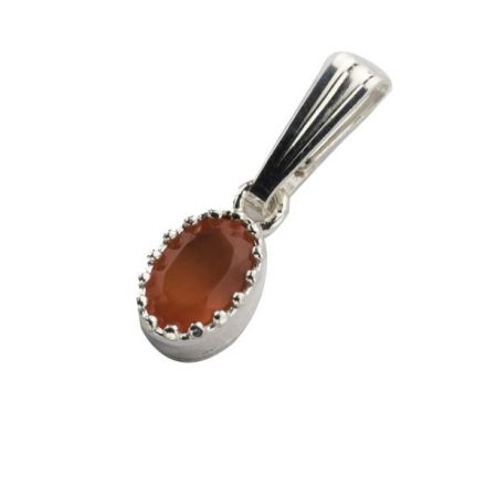 תליון כסף שיבוץ "כתר" אבן קורניאול -אבן לידה יולי