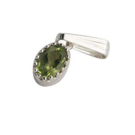 תליון כסף שיבוץ "כתר" אבן פרידוט -אבן לידה אוגוסט