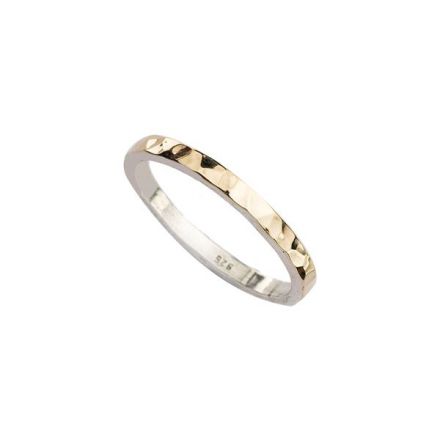 טבעת דקה רקועה כסף ועיטוף זהב 9 קראט 