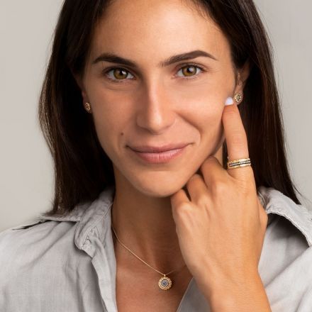 טבעת זהב ויהלומים 12 נקודות