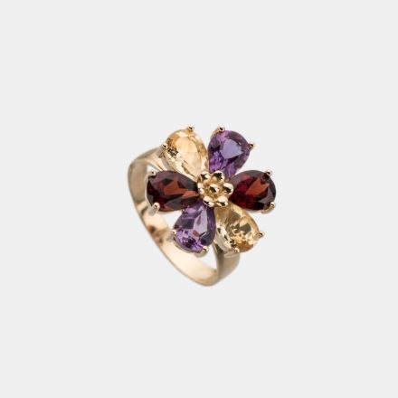 טבעת פרח זהב 14 קראט 