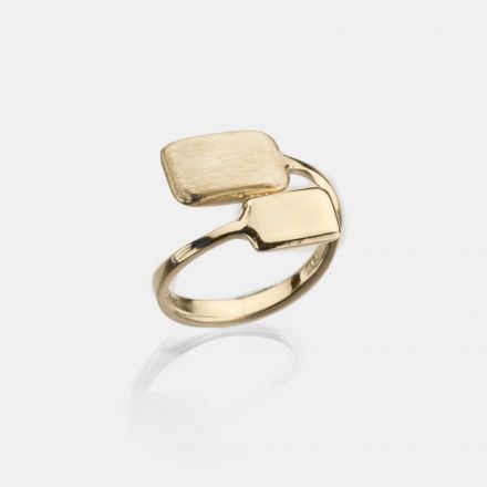 טבעת זהב 14K חיבורים מלבן