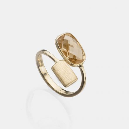 טבעת זהב 14K וסיטרין