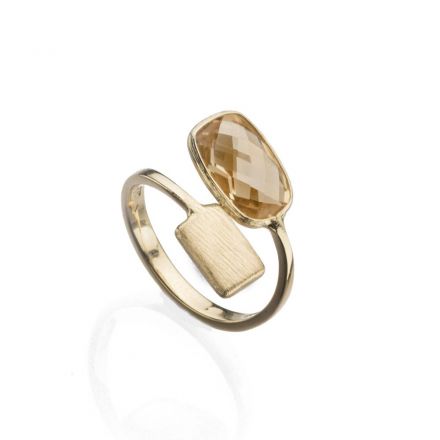 טבעת זהב 14K וסיטרין